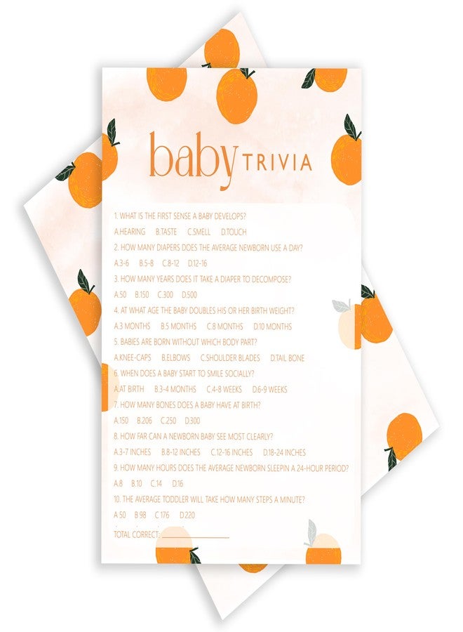 ISOVF Orange Theme Baby Shower Games with 1 Answer Card- Baby Gender Reveal Party Games - A Little Cutie is on The Way Gender Neutral Party and Supplies-(K04 - Image 1